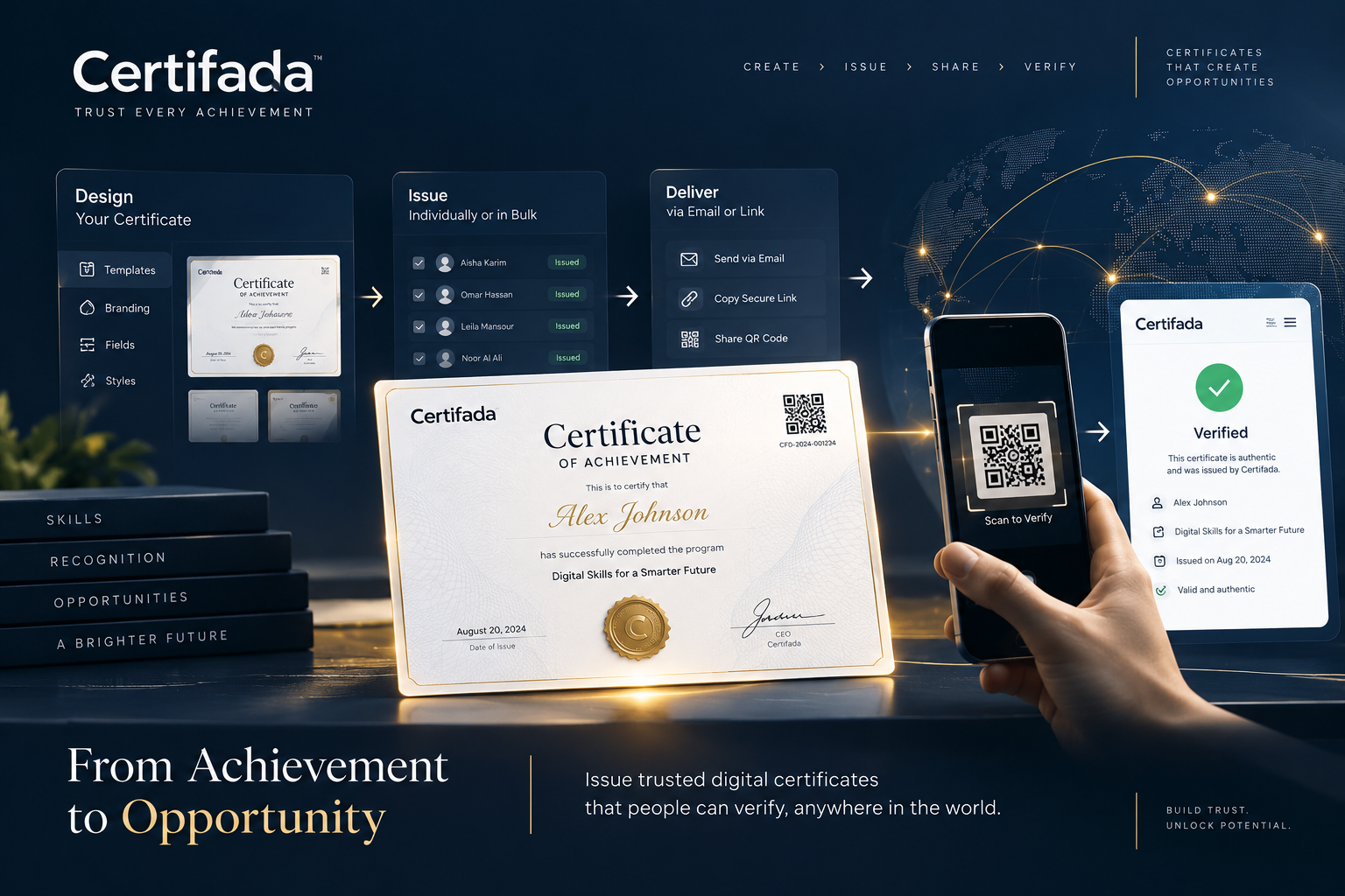 A training manager issuing a batch of certificates from a spreadsheet in Certifada